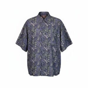 CHIA‎ MARE Shirt Mens Large L 100% Silk Short Sleeve Button Up Abstract Print